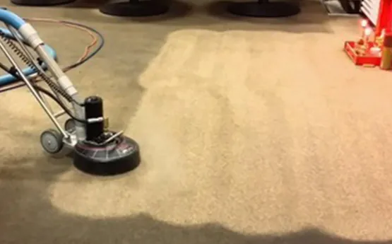 Rotovac carpet cleaning in progress